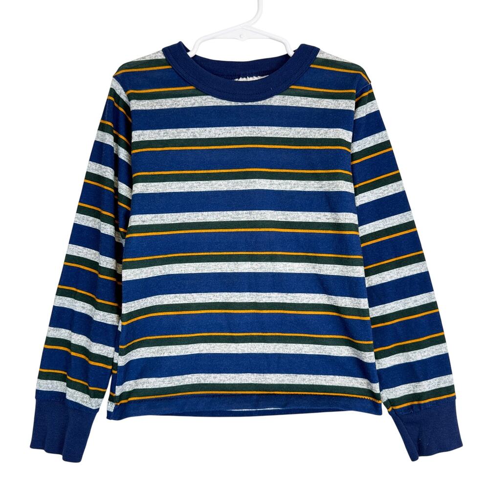 Vintage 90s Sprockets Mervyns Stripe Crew Long Sleeve Tee Shirt Blue - M 8-10